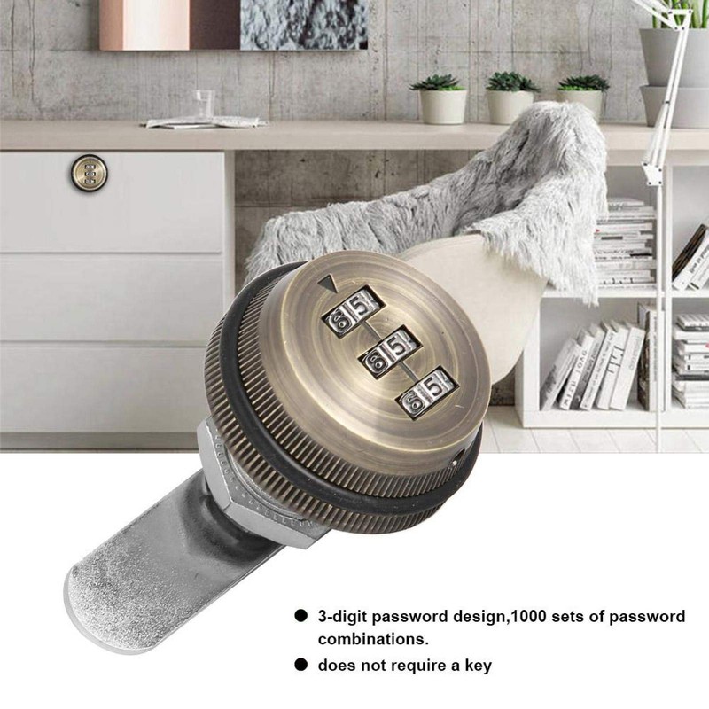 Cam Lock with Code Combination, Mechanical Lock with 3 Digits,