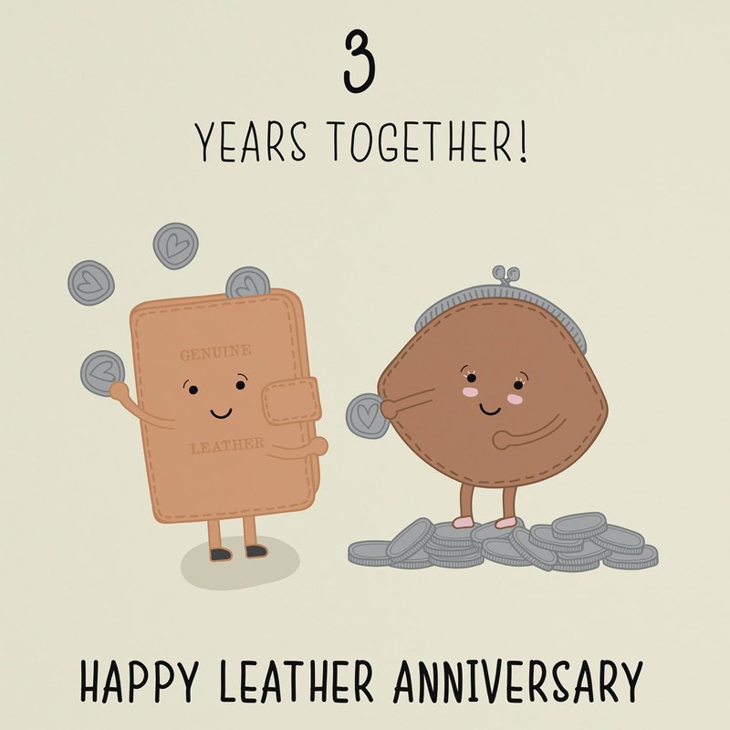 Hunts England - 3rd Wedding Anniversary Card - Leather Anniversary