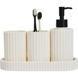 Juego de 3 Accesorios de bao, dispensador de jabn, Vaso para Cepillo de Dientes, Adecuado para tocador de bao, Regalo para el hogar Blanco