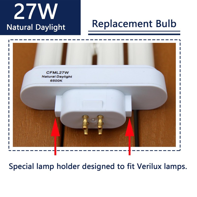 Valoisa CFML27W Natural Daylight Fluorescent Light Bulb,Compatible for VERILUX CFML27VLX,6500K