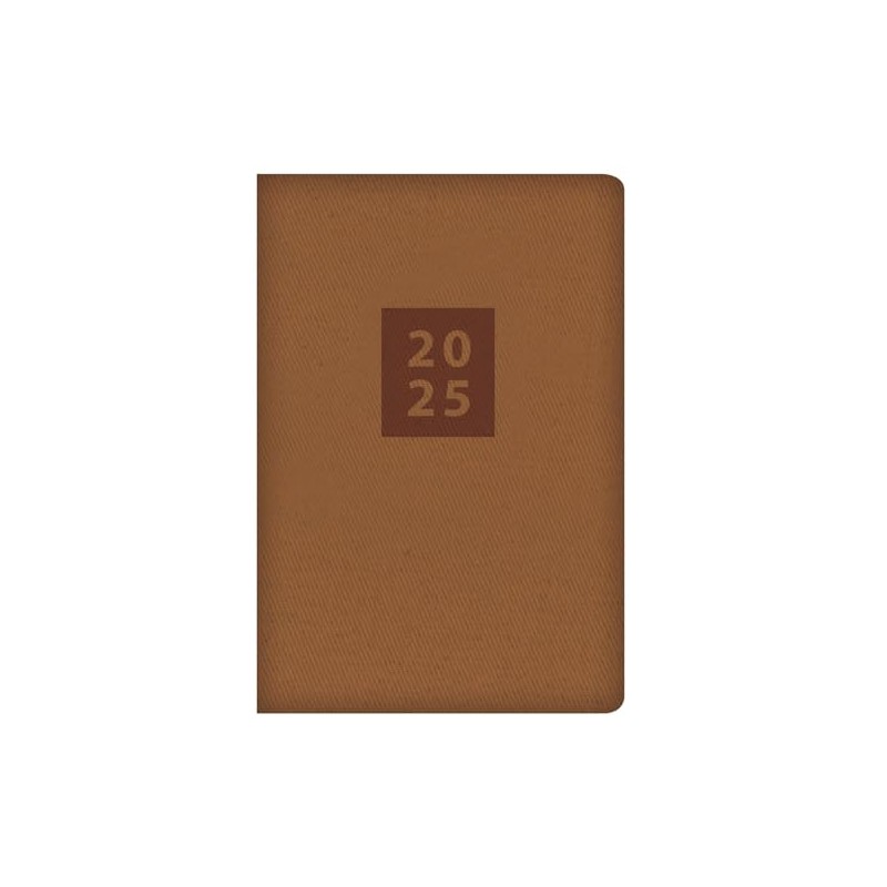 2025 Stylish Brown Textured Fabric Cover Pocket Diary Week to