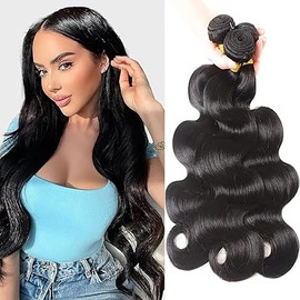 Jucames 18" 22" 22" Brazilian Natural Body Wave Human Hair Extensions Brazilian Unprocessed Double Natural Color Black