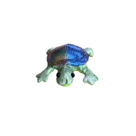 LK Trend & Style Sand Animal Turtle Worry Stone, 11 cm, Plush Toy with Sand Filling, Multicoloured (Turquoise Shimmering)