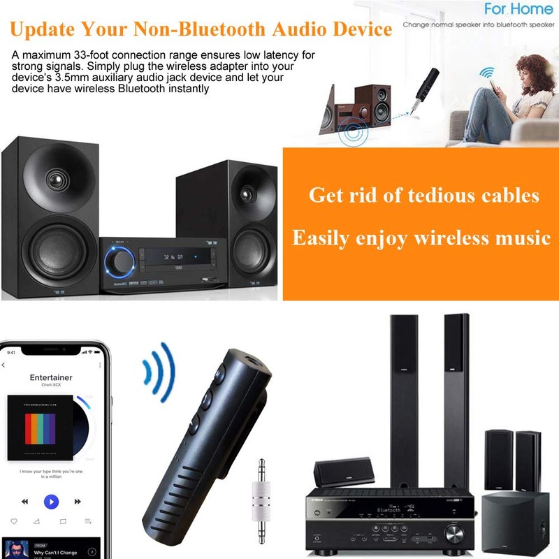 Bluetooth V5.0 Output Audio Receiver, KINDRM Mini Wireless 3.5mm Jack