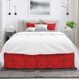 Nestl Red Bed Skirt Queen Size, Pinch Pleat Queen Bed Skirt, 14" Inch Drop Queen Bedskirt, Hotel Quality Red Bed Skirts, Premium Microfiber Bedskirt for Queen Bed, Red Queen Bed Skirt