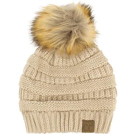 C.C. Exclusives Women's Pom Classic Hat Beige Acrylic
