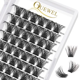 Eyelashes Single QUEWEL Single Lash Cluster Lashes Mega D Curl 16mm Eyelash Segments Wide Foundation Individual Eyelashes for Eyes Makeup DIY Eyelash Augmentation(Mega-D-16mm)