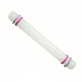O'Creme 8-3/4" Polyethylene Rolling Pin with Guide Rings for Determining Thickness of Fondant