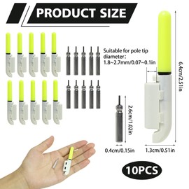 10pcs Fishing Light, Fishing Bite Alarm Rod Tip Lights for Night Fishing Portable Alerter Tackle Sea Fishing Accessories Green Luminous