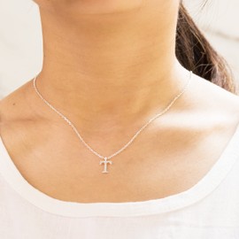 Philip Jones Sterling Silver Initial T Necklace