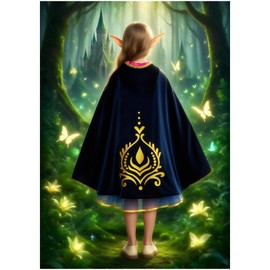 PURFEEL Girls Anna Velet Cape Hooded Cloak Kids Play Cape Dress up Costume 2-10Years