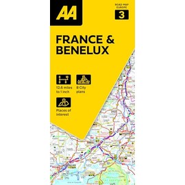 AA Road Map France Belgium & the Netherlands 3 (AA Road Map Europe Series / European Road Maps)