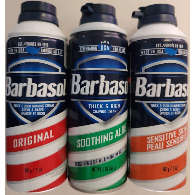 BARBASOL SHAVING CREAM Aerosol Can SELECT Original, Soothing Aloe, SensitiveSkin