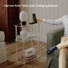 HMYHUM Acrylic Narrow Side Table with Charging Station, 7'' Width,