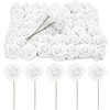 Bright Creations White 3-Inch Artificial Rose Flower Heads with Stems