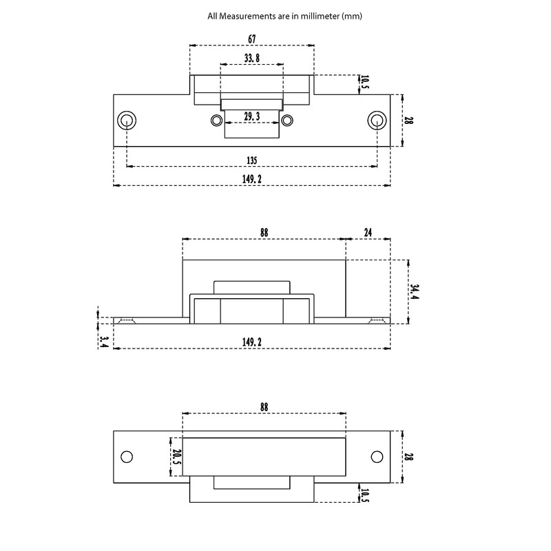 Alpha Intercom Electric Door Strike Adjustable for Wood and Metal