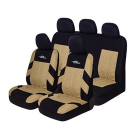 Car Seat Covers Full Set Front Split Rear Bench For Car Universal Cloth SUV Sedan Van Automotive Interior Covers Airbag Compatible:_beige