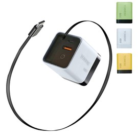3 in 1 Gan Charger,Scalable 80w Max Fast Charger Module,3 in 1 Retractable Wall with Type-C Cable and 2 USB Ports,Portable Fast Charging Adapter with Foldable Plug,for Phones,Tablets,Laptops (White)
