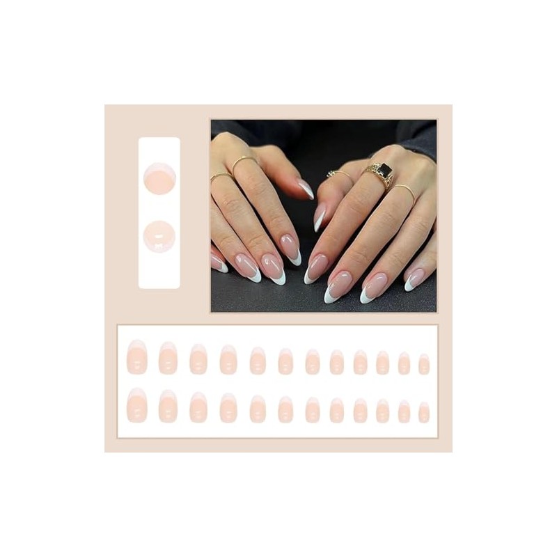 24 Pcs de Uñas Postizas a Presión,Uñas Postizas Cuadradas Cortas