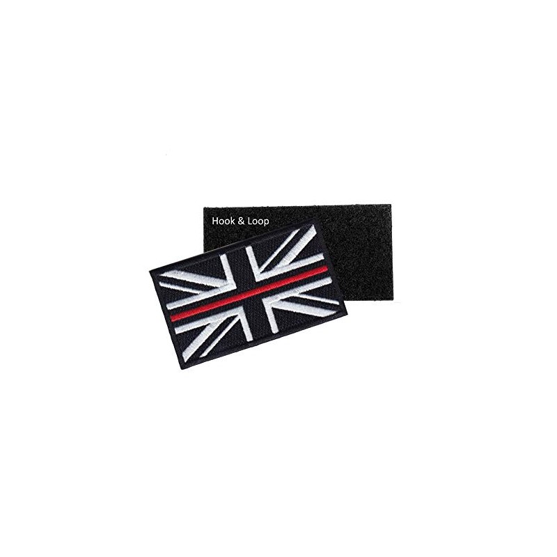 Fire Service Thin Red Line Union Jack Embroidered Patch-Hook &