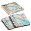 2 x Square Coasters - Marble Ink Effect Pink Blue