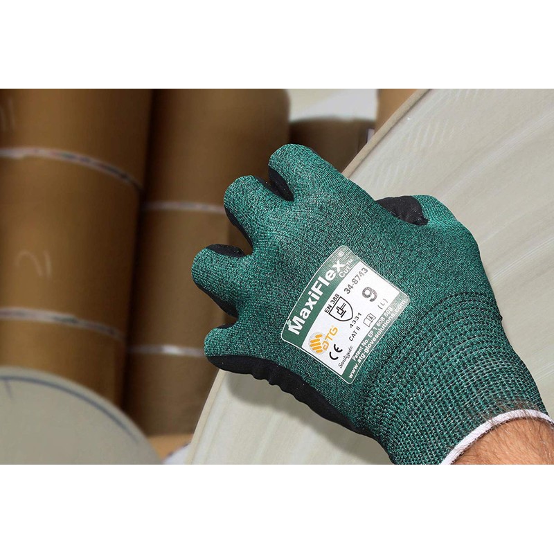 MaxiFlex 34-8743 Green Gloves Nitrile Micro-Foam Grip Palm & Fingers
