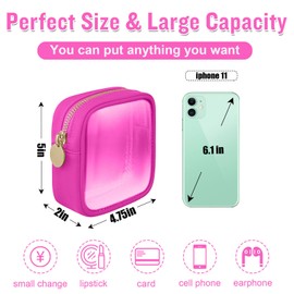 izuzta - Bolso pequeño de nailon con cierre para maquillaje, Rosa encendido, Mini