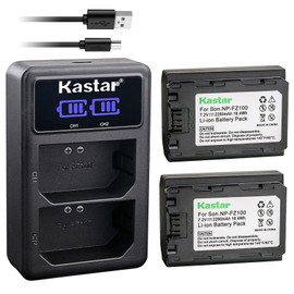 Kastar 2-Pack NP-FZ100 Battery and LED2 USB Charger Compatible with Sony Alpha 1 Mirrorless Digital Camera, Alpha 7R V Full-Frame Mirrorless Interchangeable Lens Camera