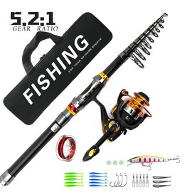 Carbon Fiber Fishing Rod & Fishing Reel Set, 1 Set Fishing Rod & Fishing Reel, Outdoor Fishing Accessories for Fishing Enthusiasts - Color: Black, Specification: 1.8 meters