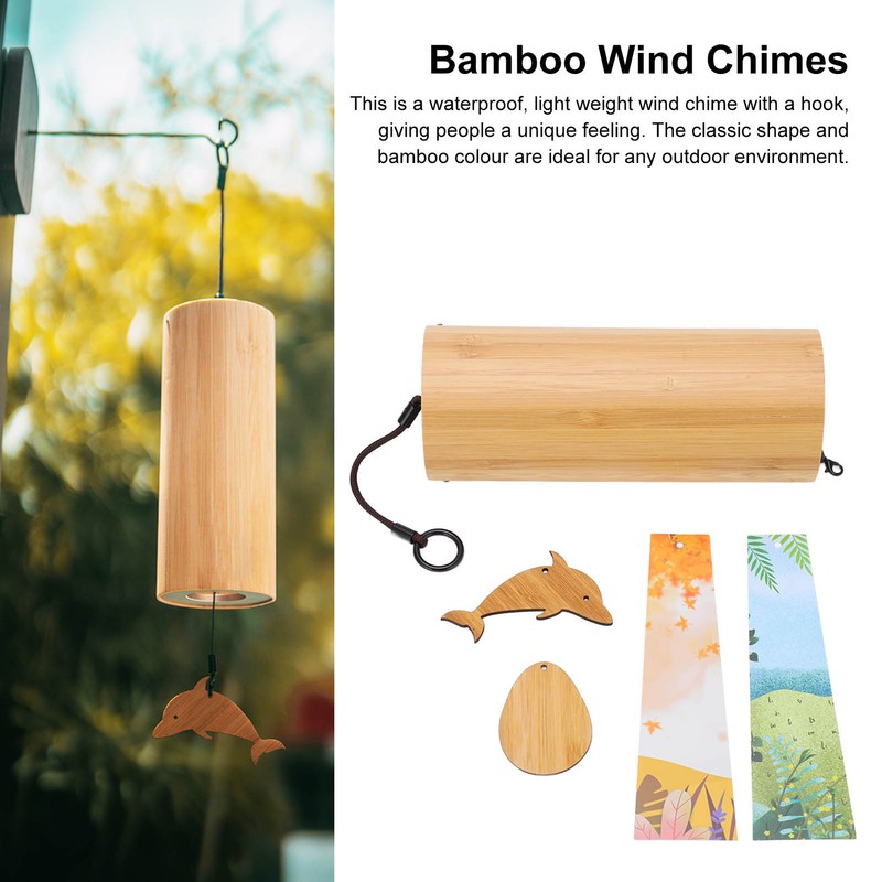 Bamboo Wind Chimes Metal Waterproof Japanese Chord Windchime Windbell for