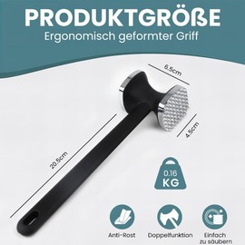 Bugucat Meat Tenderiser, Meat Hammer Double-Sided Non-Stick Schnitzel Tenderiser, Grillers Steak Hammer Tenderiser Hammer with Non-Slip Handle, Meat Platter for Cutlets, Steaks, Chicken, Ribs, Pig