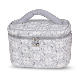 O-JIEYU Polyester Travel Makeup Bag with Transparent Elegant Brush Bag, Portable Handbag, Niche Cosmetics Storage Bag for Women (Gray)