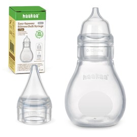haakaa Silikon Nasensauger Baby| Sicherer Baby Nasenreiniger| Easy-Squeeze Nose Bulb Syringe, Baby Nose unblocker, 0m+ Neugeborenes,Kleinkind（1 Ersatzkopf）-Transparent