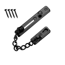 YUOIP® Thicker Stainless Steel Security Door Chains Safety Door Lock Security Slide Bolt Stainless Steel Chain Anti-Theft Chain Safe Buckle (Black)