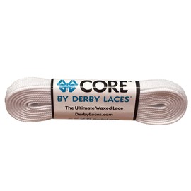 Derby Laces CORE Narrow 6mm Waxed Lace for Figure Skates, Roller Skates, Boots, and Regular Shoes (White, 96 Inch / 244 cm)