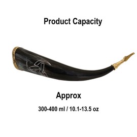 Medieval Viking Drinking Horns Genuine Ox Horn Norseman Beer Drinking Vessel Horn for Ale Mead for Men and Women (Odin Drinking Horn, 300-400 ML)