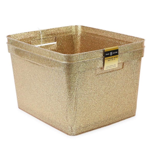 Isaac Jacobs Large Glitter Storage Bin (14” x 11.5” x