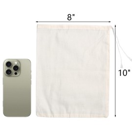 Eketirry Spice Bags, 10pcs Reusable Empty Tea Bags, Muslin Strainer Bags, Soup Bags for Cooking, Natural Cotton Fine Mesh Cheesecloth Bags for Cold Brew Coffee(8 x10Inch)