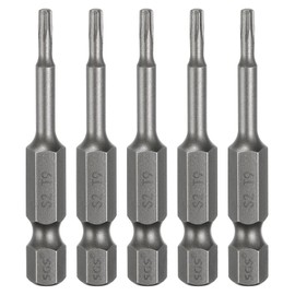 HARFINGTON 5pcs T9 Torx Head Screwdriver Bit 1/4" Hex Shank 2" (50mm) Long Magnetic No Hole Tip Tamper Proof 6 Point Star Screw Driver Drill Bits S2 Steel Industrial Power Screwdrivers