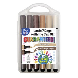 The Pencil Grip Magic Tri Stix, on-Toxic and Washable Markers 12 Global Skin Tone Markers, TPG-396