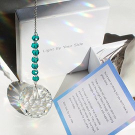 WOOWA Light by Your Side Memorial Gift, Sympathy Gifts for Loss of Loved One. Grief, Funeral, Condolence, Sorry for Your Loss Gift. Crystal Rainbow Maker Suncatcher - Lake Green