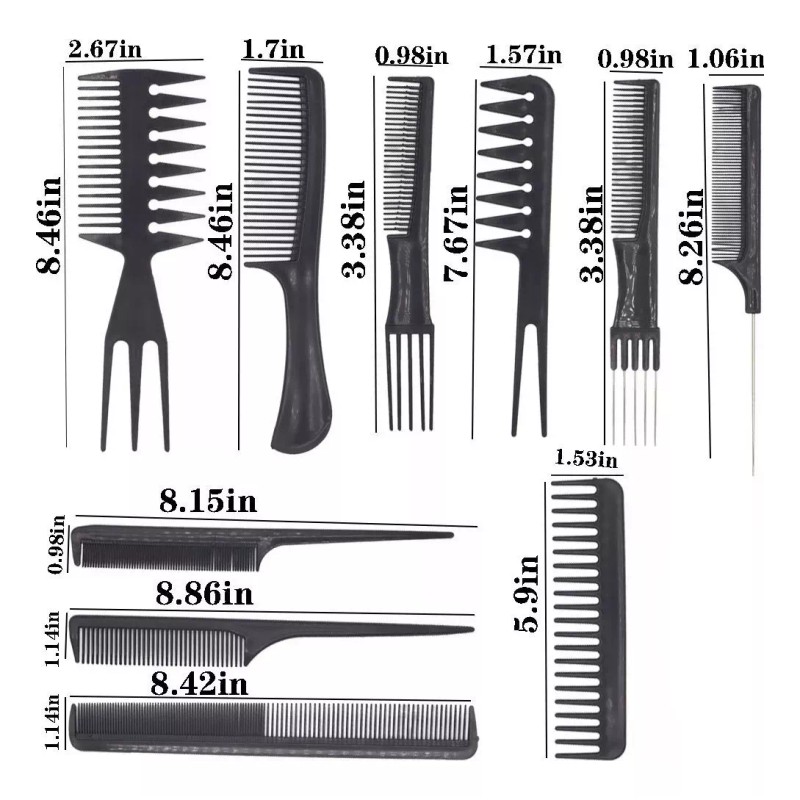 Lecute 10 Peines Peluqueria Estetica Profesional Peinado Barber Set
