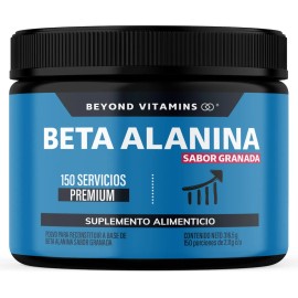 Beta Alanina Premium En Polvo  150 Servicios De Mxima Pureza  Sabor Granada Beyond Vitamins - Pre Entreno - Pre Worout  Vitaminas Mujer  Hombre - 100 