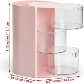 Soporte para cepillos de pelo Organizador de brochas maquillaje giratorio 3 niveles, almacenamiento accesorios para el cabello transparente giratorio 180° con tapa a prueba p