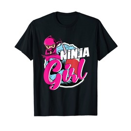 Cute Ninja Lover Pink Ninja Girl Fighting Costume Birthday T-Shirt