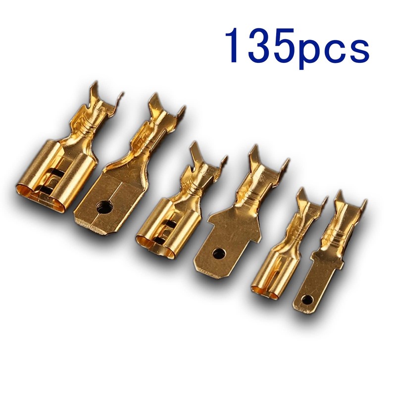 Flat Terminal Set, 135 Piece Set, Crimp Terminals, Connection Terminals,