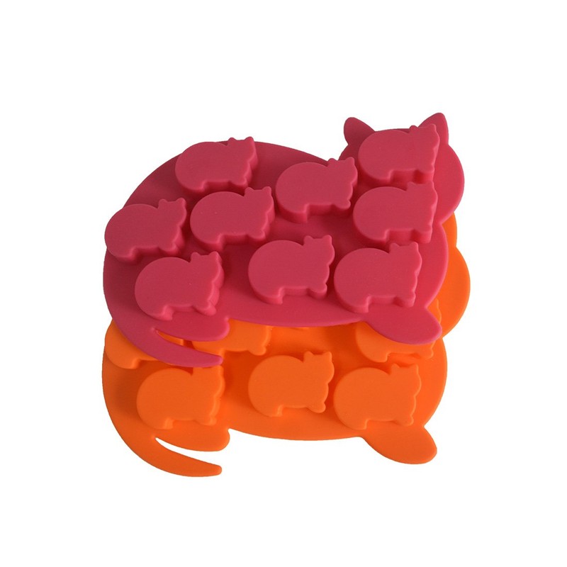 LYWOO Cat Shaped Silicone Ice Cube Molds and Tray, Pack
