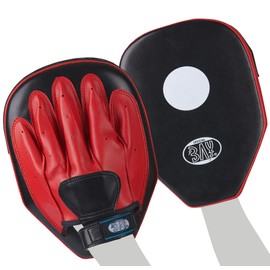 BAY® Leather-PU "Redstar Linear" Hand Pads Straight, Pack of 2, Black/Red, Pads, Straight, 2 Pieces, Punch Pads, Men, Ladies, Women, Girls, Children, Impact Pads, Trainer Pads, Mitts Mitts Coaching