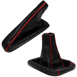 Aerzetix 41DG0017BR0017C Handbrake Gaiter Artificial Leather Black Red.