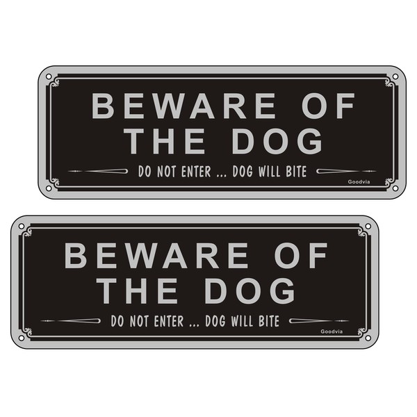Goodvia Beware Of The Dog Sign 3.5'' x 9.8'' Aluminum
